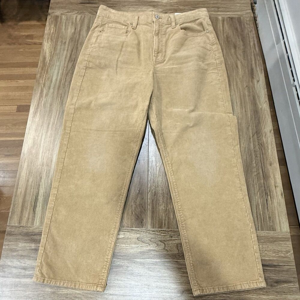American Eagle NWT Tan Mom Straight Corduroy Pants Womens Size 12 Petite Preppy